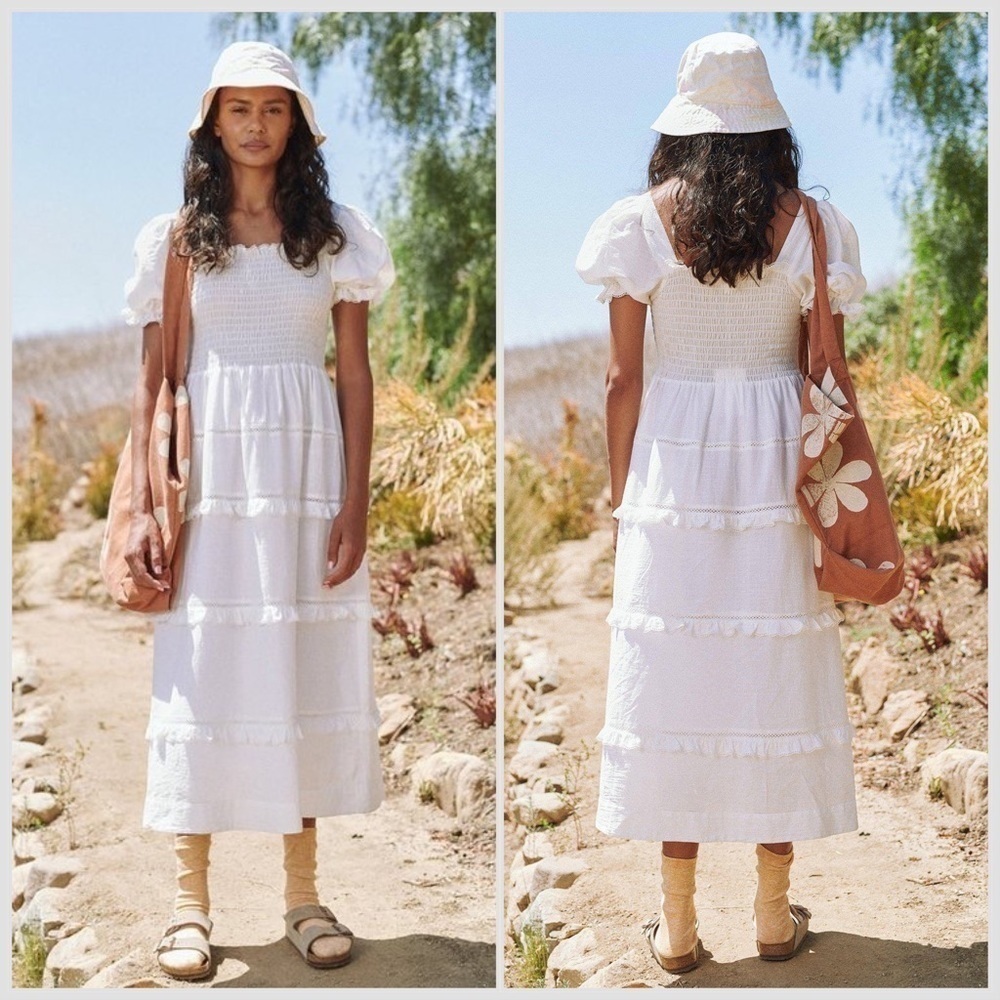 The GREAT White The Scallop Savanna Dress Sz S